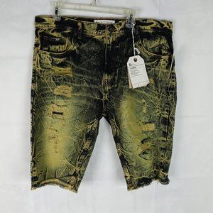 Evolution in Design Jean Shorts Size 40 Acid Wash Distressed NEW WITH TAGS